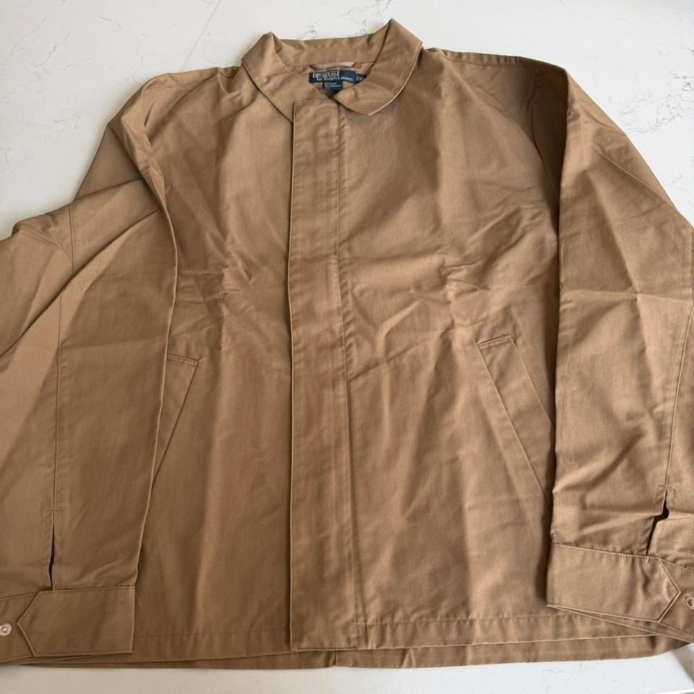 NWT Polo Ralph Lauren Men's Tan Harrington Jacket XL Hidden Snap Full Zip Coat